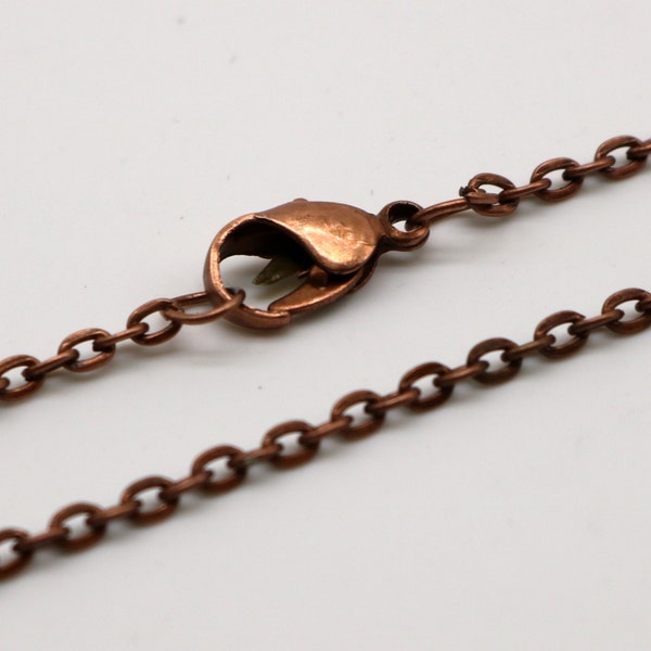 5 pcs of Ready to wear Flat Cable Chain Necklace 60cm (about 24inch) - Antique Copper, 3x2mm Flat Cable Chain Necklace with Lobster Clasp