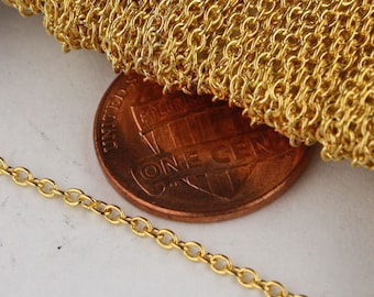 Gold Plated Chain Bulk Chain, 100 ft spool of Tiny Cable Chain - 2.0x1.4mm SOLDERED link Necklace Bracelet Wholesale Chain bulk  - 2014S