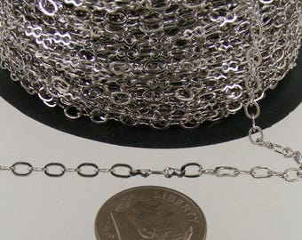Rhodium Plated Brass Figure 8 Chain: Soldered Link Connector 32 feet - Bulk Spool