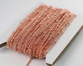 32 feet of Bright Copper BALL Solder Curb Chain - 1.6mm - Tiny Satellite Solder Curb Chain - Free   Jumpring (50pcs) - from USA - 1.6SAT