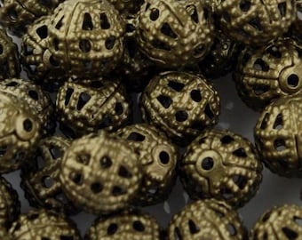 Wholesale Lot 500 pcs of Antique Brass Filigree Round Beads Spacer - 6mm