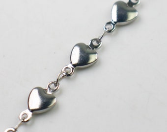 Stainless Steel Handmade Custom Chain - 6x10mm 1.9mm thickness HEART Link Chain, 12/36/120 inch - Necklace Bracelet Soldered Link