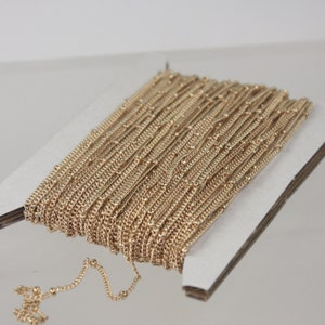 10 ft spool of Pinky Gold (Champagne Gold Plated) Dainty Delicate curb BALL Satellite Chain - 1.3mm soldered link - 1.3SAT