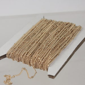 100 ft spool of Champagne Gold Plated Dainty Delicate curb BALL Satellite Chain - 1.3mm soldered link - 1.3SAT