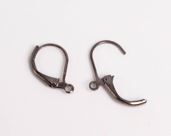 Gunmetal Finish Leverback Earrings earwire 10X15mm 50 pcs - Bulk Pack