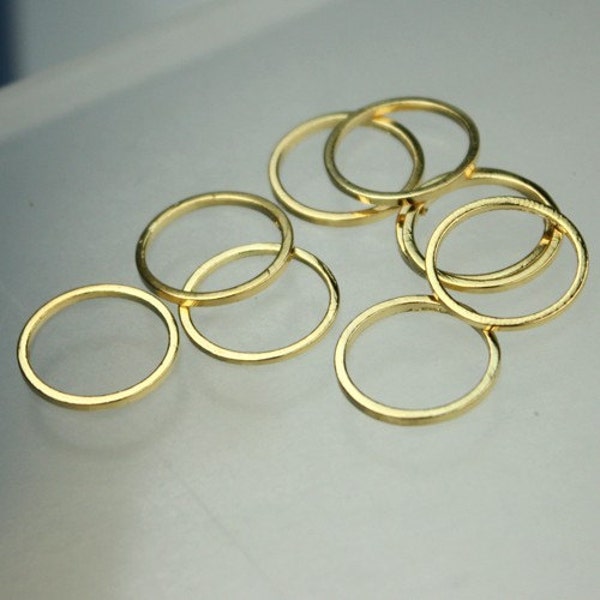 14mm Jump Rings - 20 pcs of 24K Gold plated on Solid Brass Link Jumprings - 14m 16Ga Closed Ring