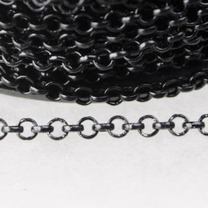 Black Rolo Chain bulk, 12 ft of Rolo Cable Chain 3.2mm - Unsoldered Links -  Bulk Jewelry Chain - 3.2ROLO