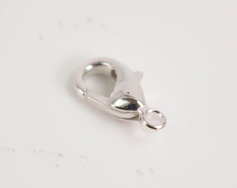 Chiusura a moschettone in ottone placcato argento 12 x 7 mm LOB12B 100 pezzi - Lotto all'ingrosso