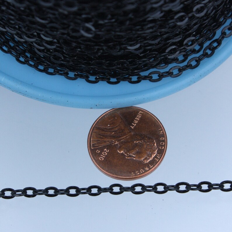 12ft of Black Flat cable chain 3.7x2.7mm unsoldered Links 3727F image 1