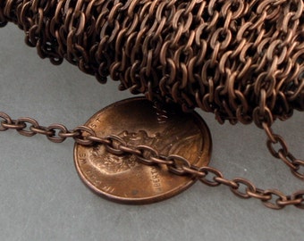 50ft of Antique Copper Flat cable chain 3.7x2.7mm - Unsoldered Links - 3727F