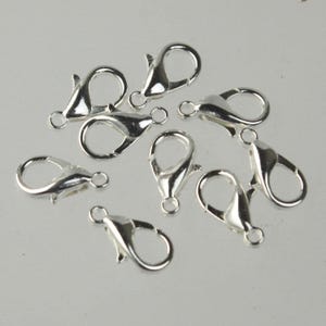 Hummerspännen i sterlingsilverpläterat stål - Stora 14 x 8 mm - Storpack bild 1