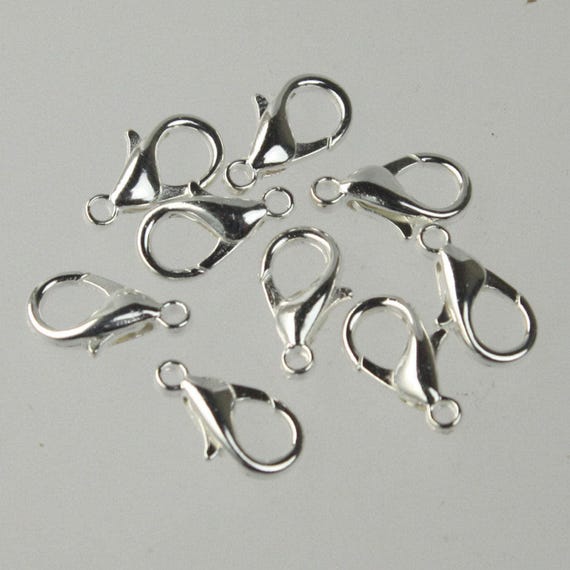 Sterling Silver Plated Lobster Clasps - Large 14x8mm - Bulk Pack