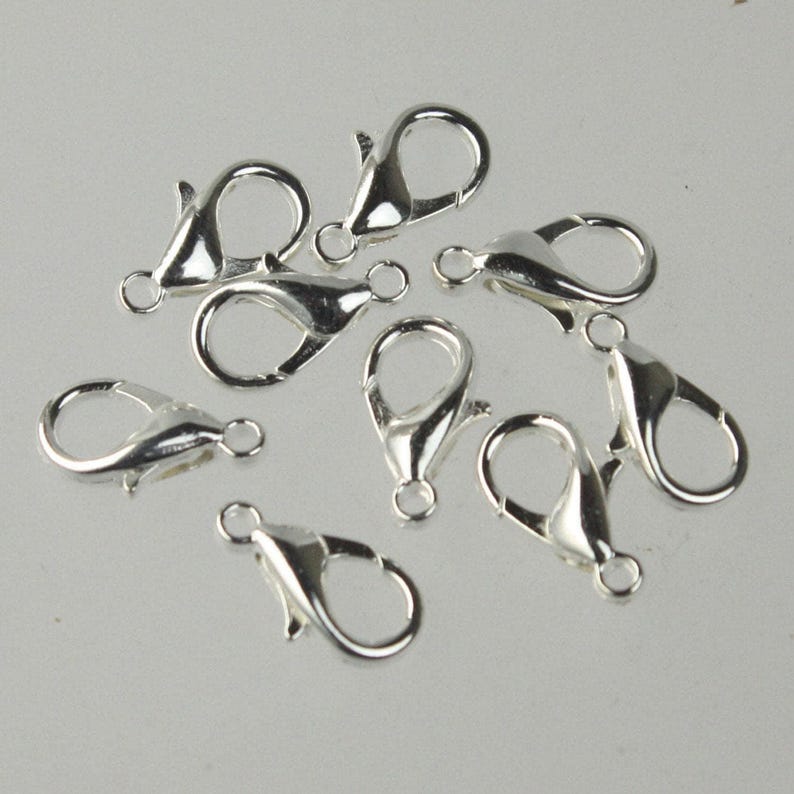 Hummerspännen i sterlingsilverpläterat stål - Stora 14 x 8 mm - Storpack bild 1