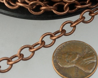 Chunky Fashion Chain 10 ft of Antiqued Copper Big Heavy Cable chain - 7.8x6.3mm 1.2mm unsoldered links - 7863CA
