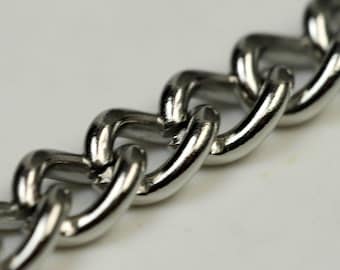Stainless Steel Curb Chain: Chunky Necklace Bracelet Link (4.7mm) 10 feet