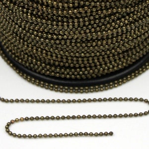 32 ft. spool of Antique Brass finished ROUND ball chain 1.5mm ball size with free 10 pcs of connectorInsert 15BALL image 2