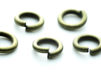 500 pcs of 6mm Thick Heavy Jump Rings - Antique Brass Jumpring 6x1.2mm 16 Gauge 16G Bulk Jumprings Open O Ring 12x6mm