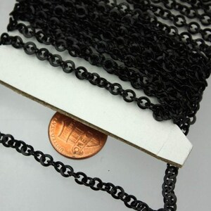 Black Finish Flat round cable chain - 4.1mm - unsoldered Links - 41FLAT 32 feet - Bulk Spool