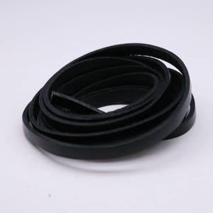 Black Genuine Leather Strap: 1/4 inch x Flat Strip 7 feet
