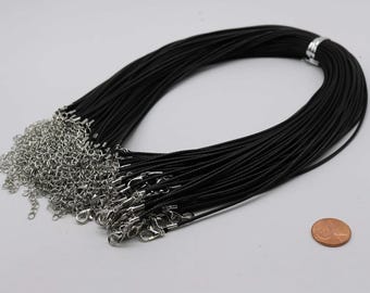 2,0 mm 18 - 20 inch zwart geperst katoenen kwaliteitsketting koord 10 stuks - grootverpakking