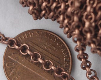 Roloketting met antieke verkoperde afwerking: 3,1 mm gesoldeerde schakels, bulk 10 voet - 3.1ROLO