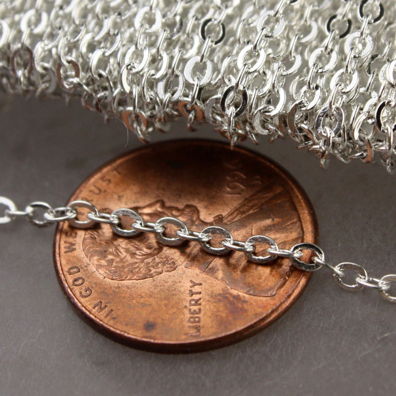 Sterling Silver Plated Flat Chain Bulk 32 Feet Flat Cable Etsy