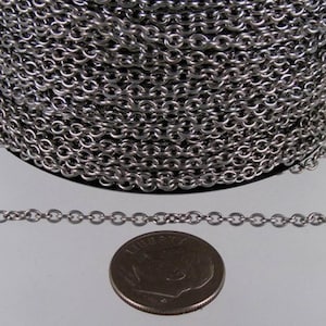 10 feet Stainless Steel Small Cable Chain SOLDERED Small Cable Chain - 3x2.2mm SOLDERED - Bulk Chain Necklace Wholesale DIY Jewelry Chain