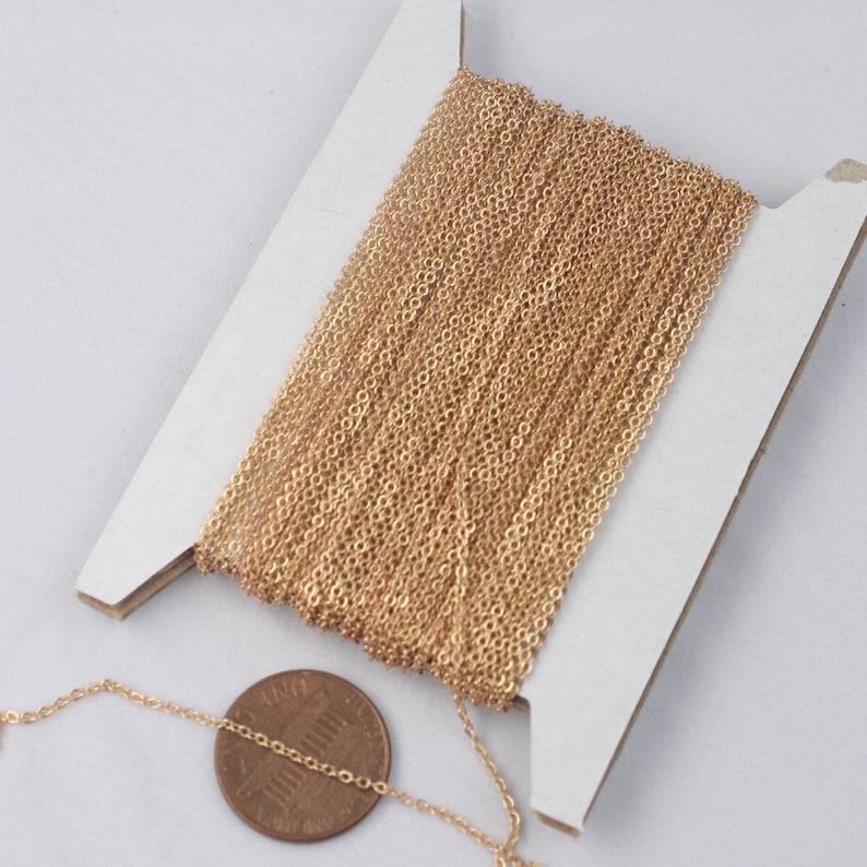 RAW Brass Chain Bulk Chain 10 Ft of Tiny Flat Soldered Etsy