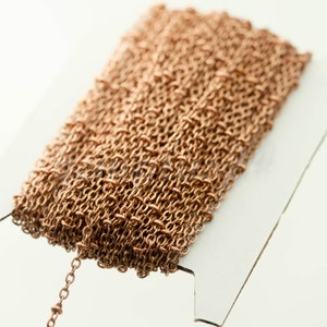 300 ft Antique Copper Satellite Chain Flat BALL Chain - 3x1.7mm SOLDERED link - Antique Bronze Tiny Small Ball Flat Cable - 317SAT