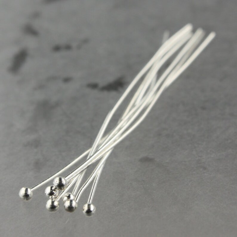 100 Sterling Silver Plated Ball Headpins Head Pins 2 Inches - Etsy