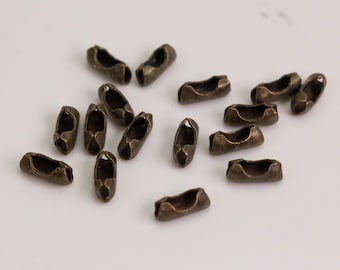 Antique Brass Finish Ball Chain, Plated Brass Chain for Jewelry Making Connector (1.5mm) 100 pcs - Wholesale Bulk Lot