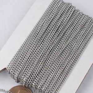 100 feet of Stainless Steel Curb chain bulk, 2x3mm Sturdy Tiny Curb Chain - Ship from Bay Area California USA