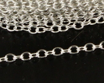 5 ft. of 925 Sterling Silver Tiny Round Cable Chain bulk - 2.2x1.6mm Soldered Link - SS2216