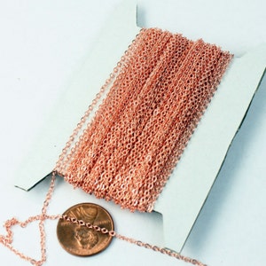 ATC Anti Tarnishing Coated Bright Copper Plated Flat Cable Chain - 3/10/32/50/100 Feet - 2.4x1.7mm SOLDER Link - Tarnish Protected- ATC2417F