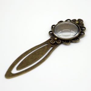 Antique Brass Finish Bookmark with Glass Magnifying Cabochon (5 Sets)