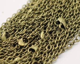 50 pcs of Ready to wear Chunky Cable Chain Necklace 60cm (about 24inch) - Antique Brass 5x3.5mm 0.9mm Cable Chain Necklace w/ Lobster Clasp