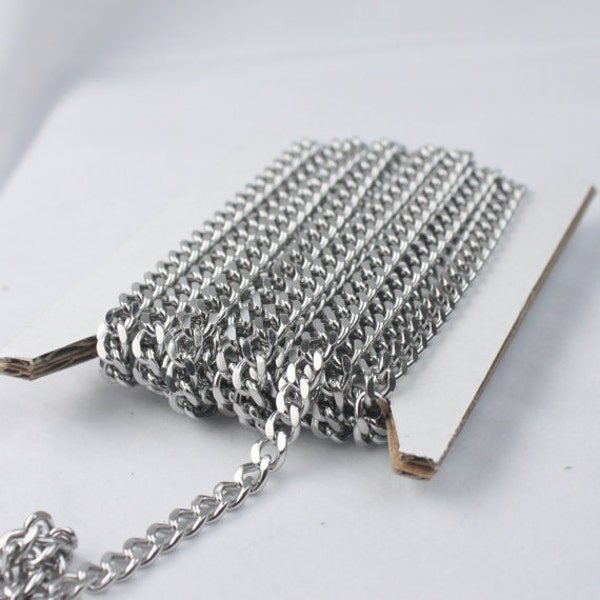 3 ft of Surgical Stainless Steel Miami Cuban Curb Sturdy BIG Curb chain - 4.5mm width 16G Wire - ST45MCU