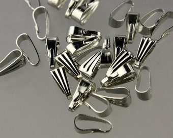 100 pcs of Rhodium plated Pendant Pinch Bail 9x3.5mm