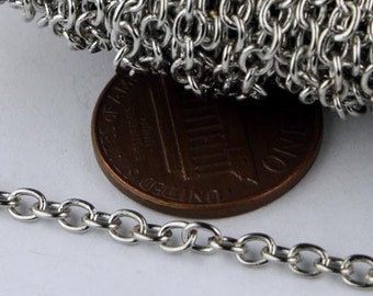 32 ft spool of Antique Silver Finished Round Soldered Cable Chain - 3.4x3.0mm SOLDERED Link - 3430S