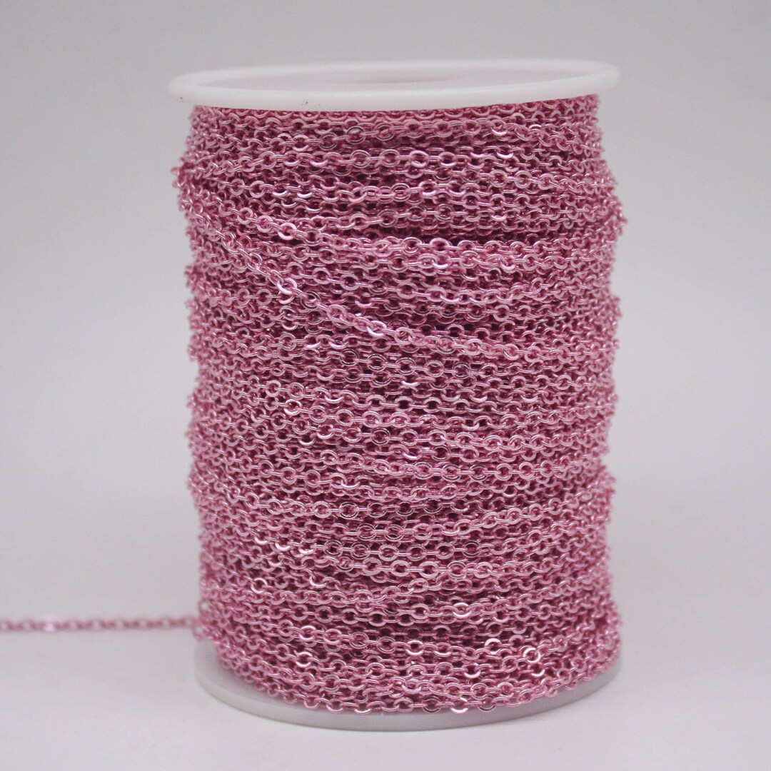 3 Ft Non Tarnish Flat Cable Chain Bulk Pink Copper Plated Flat Cable