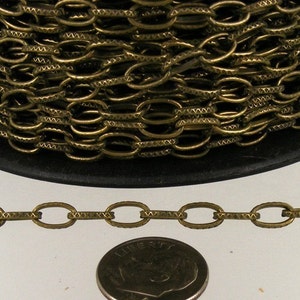 32 ft. Textured Antique Brass finished Drawn Oval BIG Chunky Cable chain - 9x4.5mm unsoldered- 9045DR