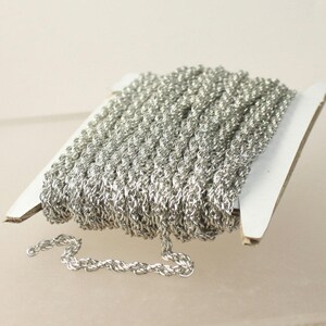 Rhodium Plated BIG Heavy Fashion Rope Chain - 3.5mm Thickness - 35ROPE 32 feet - Bulk Spool