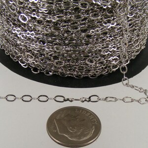 32 ft spool of Rhodium Plated on Brass SOLDERED Figure 8 Connector Chain - 3.9x2.7mm links - 843F
