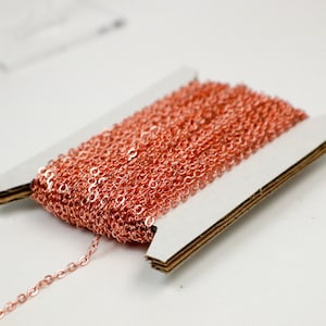 32 Ft Non Tarnish Flat Cable Chain - Copper Micro Flat Chain - 3x1.7mm SOLDER - Anti Tarnish Free Resistant Soldered - AT317