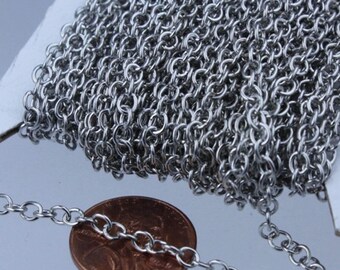 Bobine de 100 pi. de chaîne torsadée ronde CIRCLE plaquée rhodium - Maillons dessoudés de 3,2 mm - 32CIRCLE