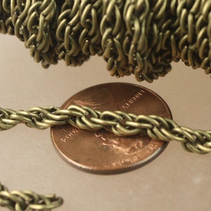 NEW Sale 32 ft of Antique Brass Plated BIG Heavy Fashion Rope Chain 3.5mm Thickness 35ROPE image 2