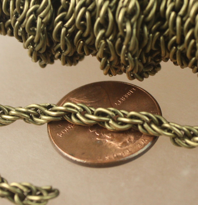 NEW Sale 32 ft of Antique Brass Plated BIG Heavy Fashion Rope Chain 3.5mm Thickness 35ROPE image 2