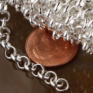 Sterling Silver Plated Rolo Chain bulk, 12 ft of Rolo Cable Chain 4.7mm - Unsoldered Links -   Wholesale - 47ROLO