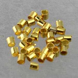 Gold Plated Crimp Tubes, Small Jewelry Beads (, 1.5x1.5mm) 500 pcs - Wholesale Bulk Lot
