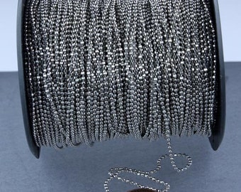 Rhodium Plated facet BALL Chain - 100 ft. spool of Bulk Ball chain  Wholesale - 1.5mm w/ FREE 100 connectors (Crimp) - 15DC